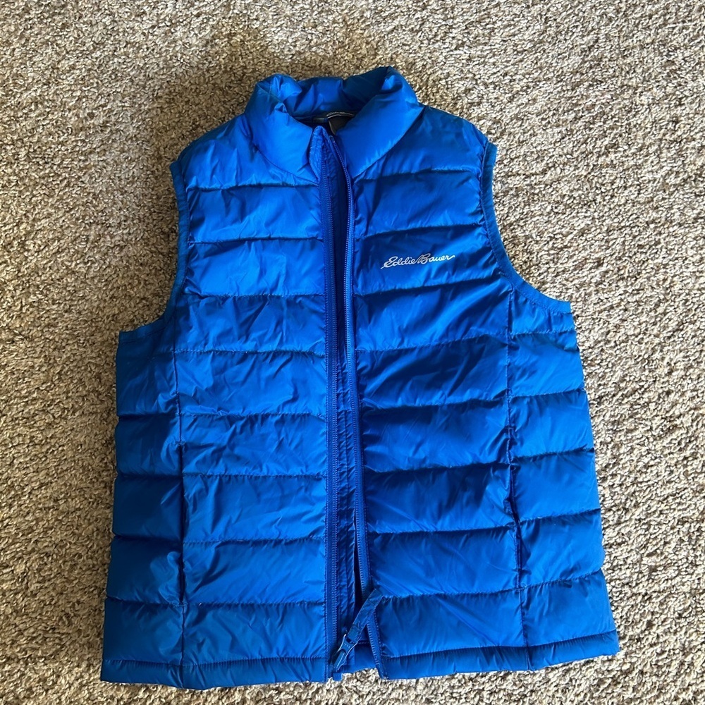 NWT Eddie Bauer Boys Cirruslite Down Vest Blue Size XS 5/6 Outdoor Winter Zip Up